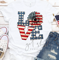 LOVE- red, white & blue